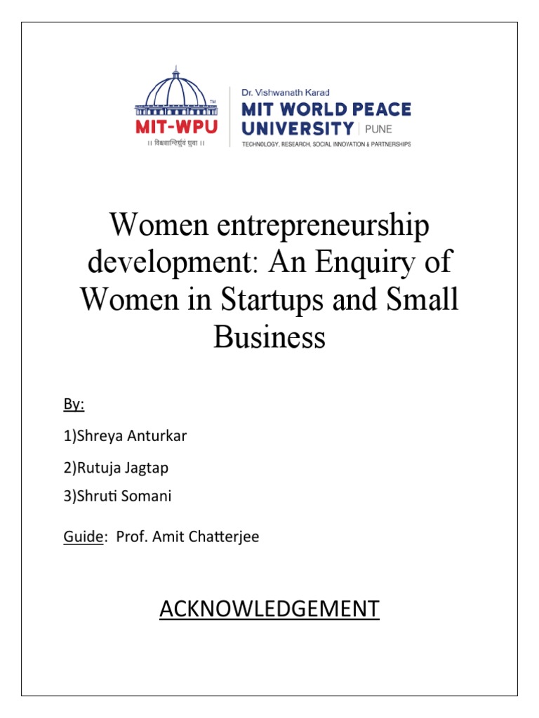 Women Entrepreneurship Development in India | PDF | Entrepreneurship ...