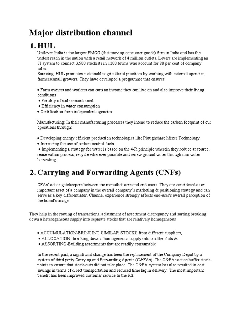 HUL's Key Distribution Channels Explained | PDF | Retail | Marketing