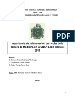 Importancia de La Innovación Curricular de La Carrera de Medicina en La UNAN León Hasta El 2011