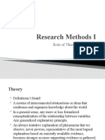 Research Methods I: Role of Theory in Research