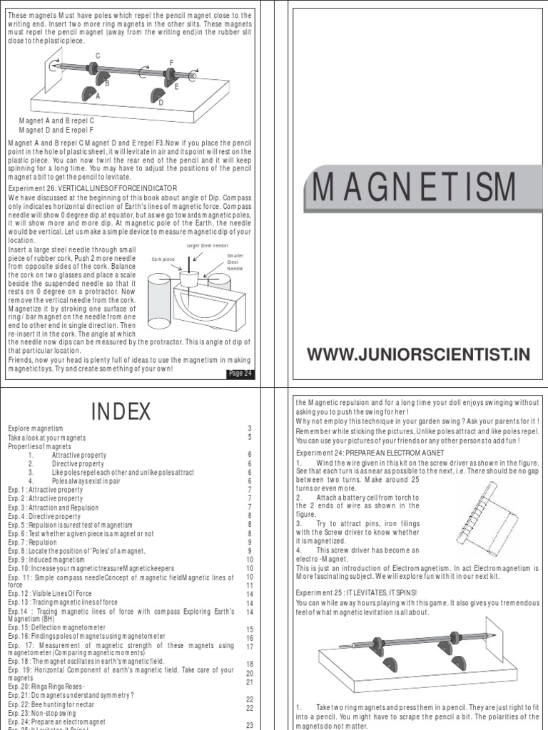 Magnetism Experiment Kit by Junior Scientist | PDF | Compass | Magnet