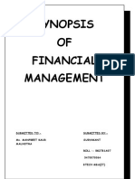 Synopsis OF Financial Management