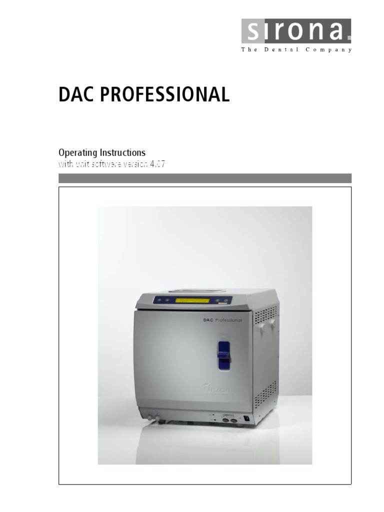 Sirona DAC Autoclave User Manual PDF Electrostatic Discharge