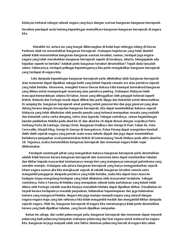 Kepentingan Memelihara Warisan Bangunan Pdf