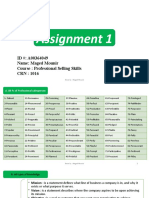 Assignment 1: ID #: A00364049 Name: Maged Mounir Course: Professional Selling Skills CRN: 1016