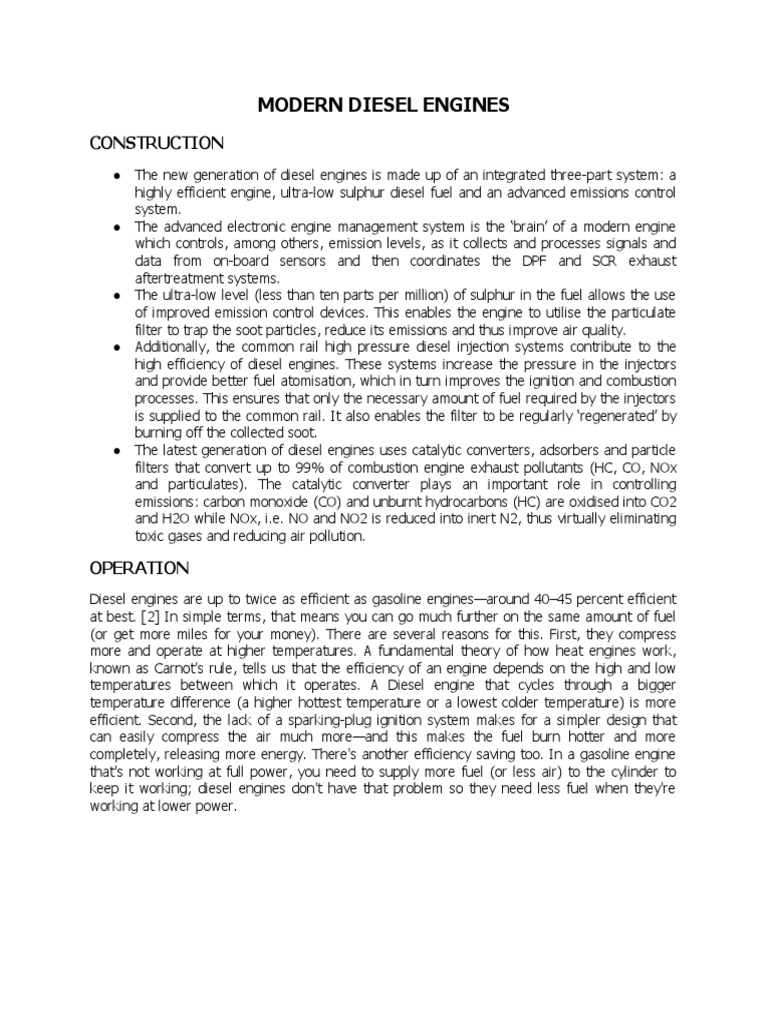 Modern Diesel Engine Efficiency & Emissions | PDF | Diesel Engine | Engines