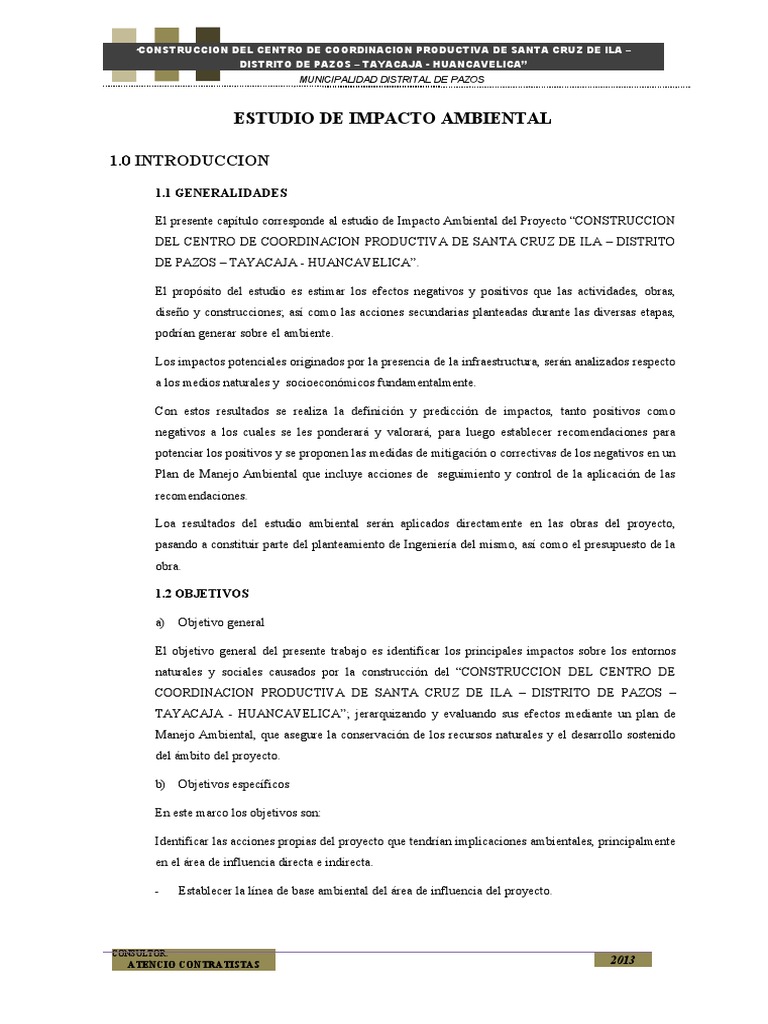 Estudio de Impacto Ambiental en Pazos | PDF | Evaluación de impacto ...