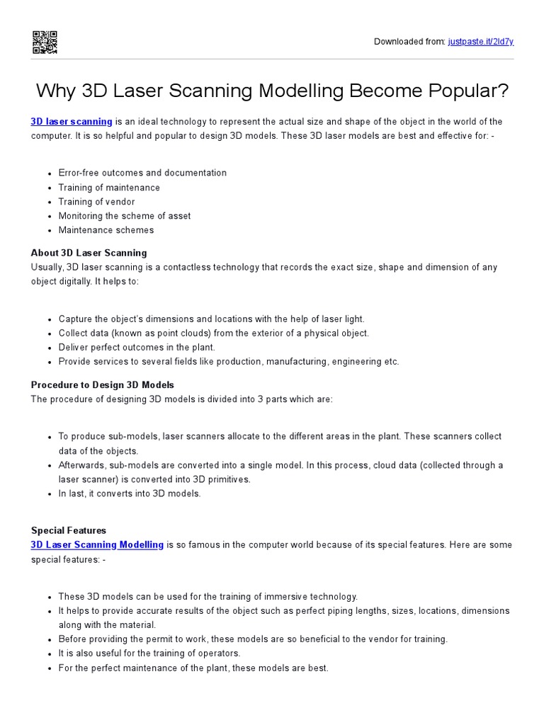 Benefits of 3D Laser Scanning Models | PDF | Image Scanner | 3 D Modeling