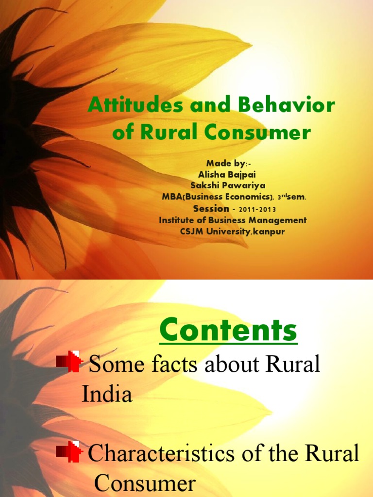 Characteristics of Rural Consumers | PDF | Lifestyle (Sociology) | Behavior