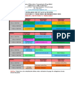 Calendario de Evaluaciones Iii Bimestre 2021