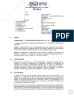 Silabos Formulacion y Evaluacion de Proyectos - Ingenieria Civil 2020-I