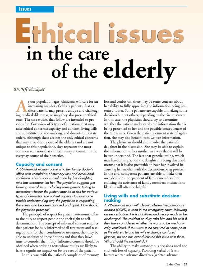 Ethical Issue - Care of Elderly | PDF