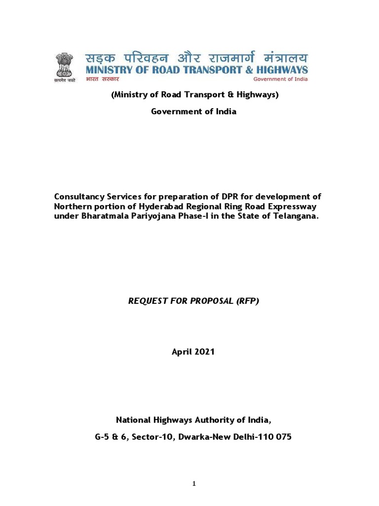 RFP for Hyderabad Ring Road DPR | PDF | Joint Venture | Exchange Rate