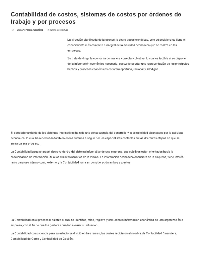 Contabilidad de Costos, Sistemas de Costos | PDF | Costo | Contabilidad