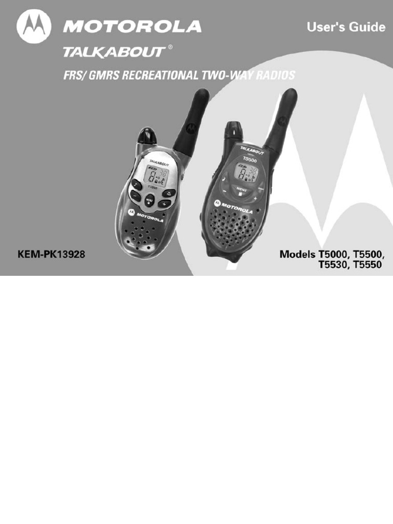 Motorola Talkabout T5000 WalkieTalkie MANUAL PDF Radio Battery