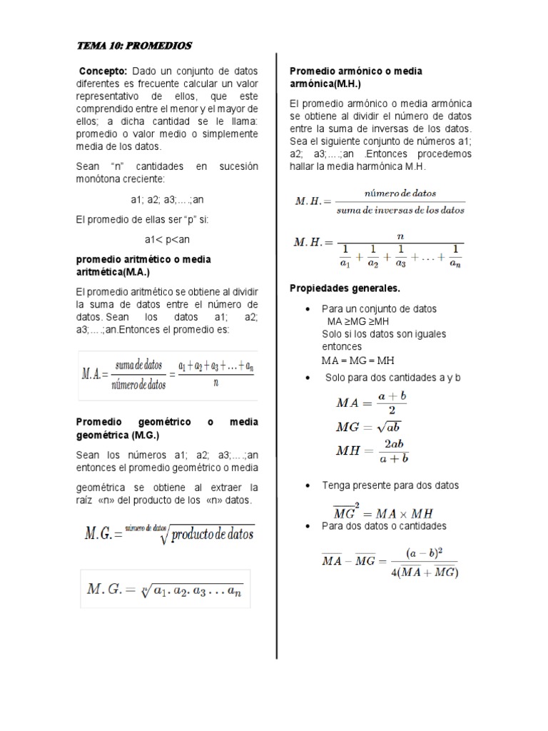 Promedios Aritméticos y Ejercicios | PDF | Media aritmética ponderada ...