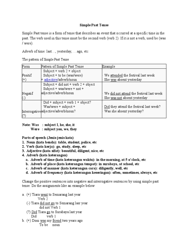 Simple Past Tense Recount TEXT Explain and Example | PDF | Verb | Adverb