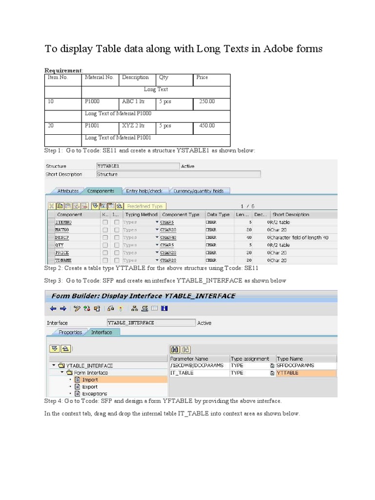 Displaying Table Data in Adobe Forms | PDF | Computers