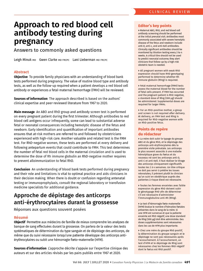 An Overview of Red Blood Cell Antibody Testing and FetalMaternal Hemorrhage Assessment During