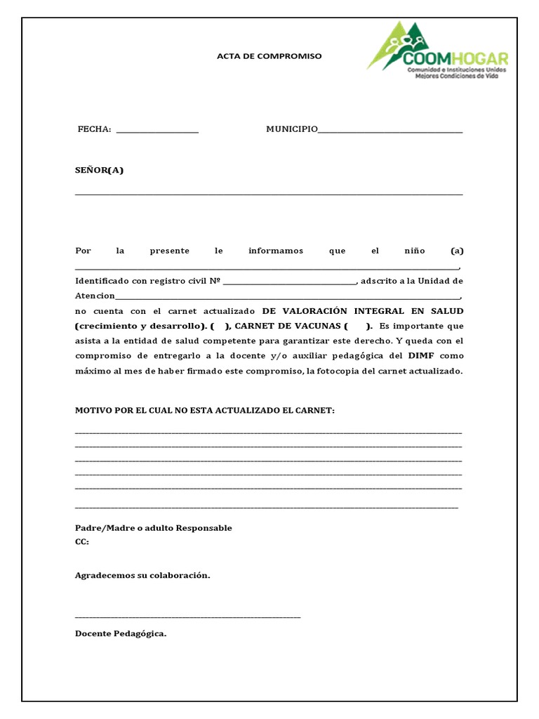 Acta de Compromiso de Documento | PDF | Negocios | Finanzas y dinero