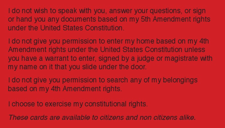 Know Your Rights: Constitutional Cards | PDF