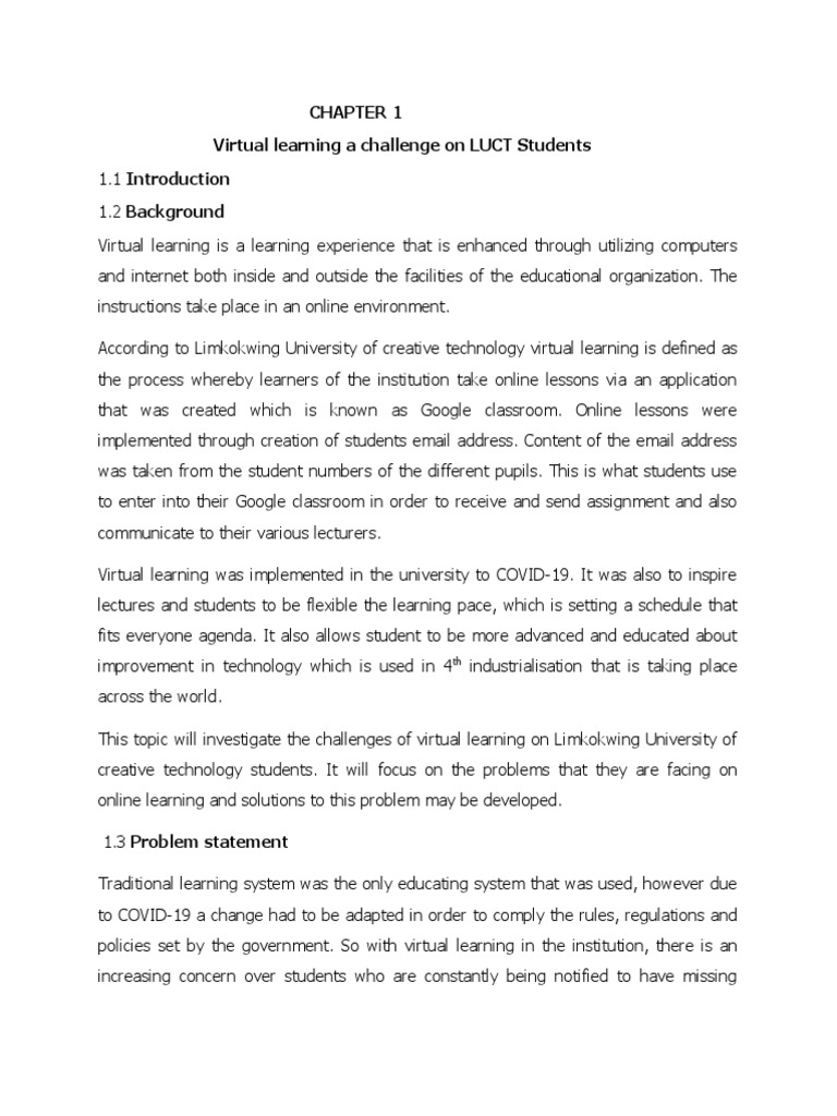 Challenges of Virtual Learning at LUCT | PDF | Sampling (Statistics ...