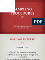 Sampling Procedures: Statictics, Educ 202, Block F Arahan, Devi Kiaki D