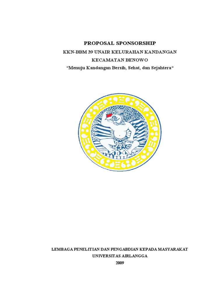 Cover Proposal Sponsorship KKN 39 UNAIR | PDF
