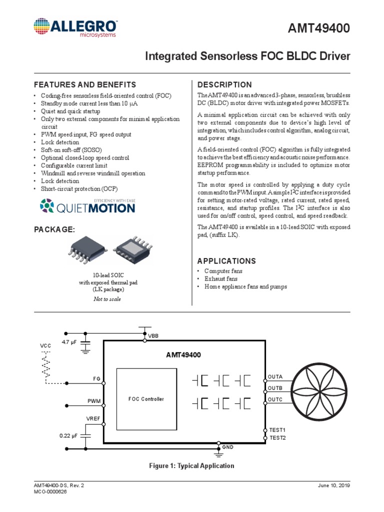 Integrated Sensorless FOC BLDC Driver: Features and Benefits