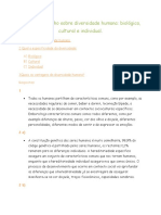 Ficha de Trabalho Sobre Diversidade Humana