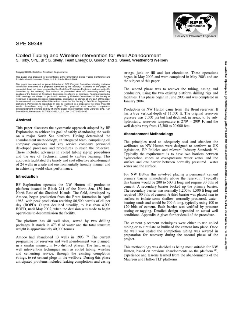 Coiled Tubing and Wireline Intervention | PDF | Casing (Borehole ...