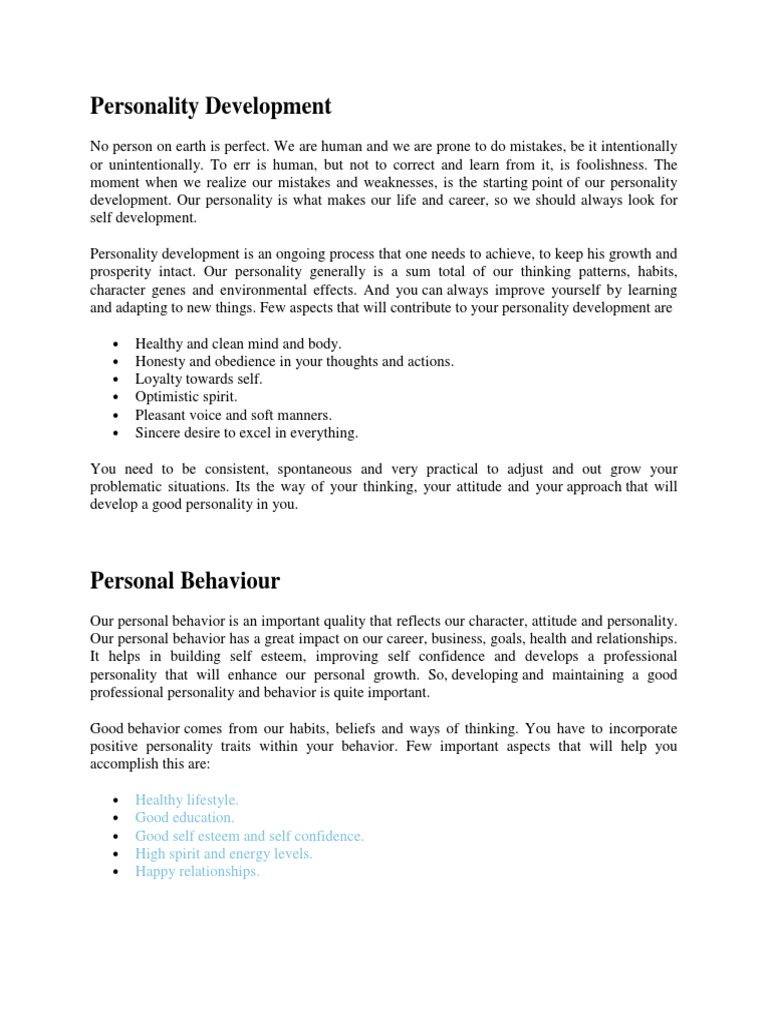 Guide to Effective Personality Development | PDF | Mind | Behavior
