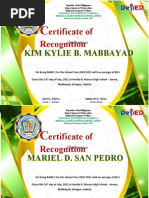 Ertificate of Recognition: Kim Kylie B. Mabbayad