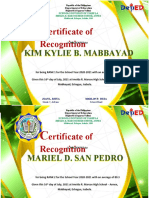 Ertificate of Recognition: Kim Kylie B. Mabbayad