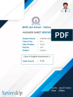 BMD Jain School - Vellore: Answer Sheet