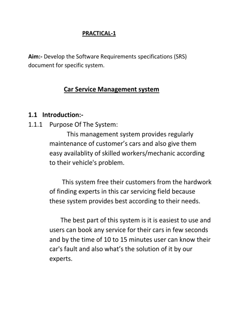 Car Service Management System SRS Document | PDF | Mobile App | Server ...