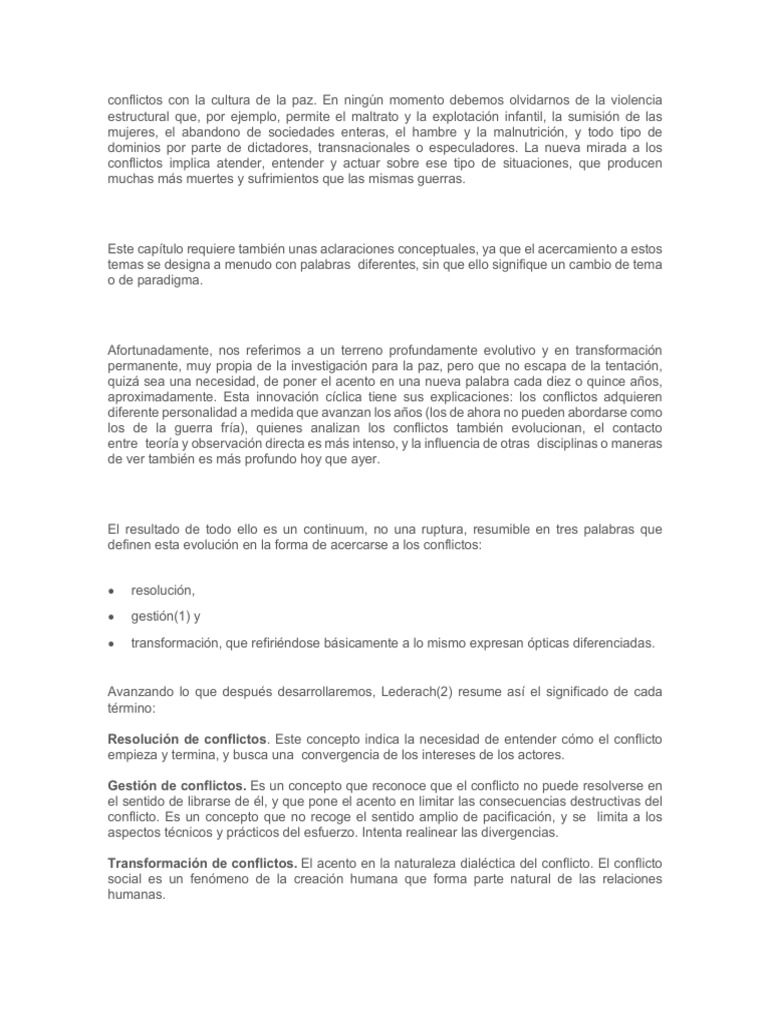 Conflictos y Cultura de la Paz | PDF | Conflicto (proceso) | Negociación