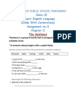 Class-II Subject-English Language (Climb With Cornerstone) Assignment No-3 Chapter-2