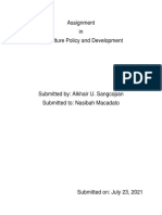 Assignment in Agriculture Policy and Development
