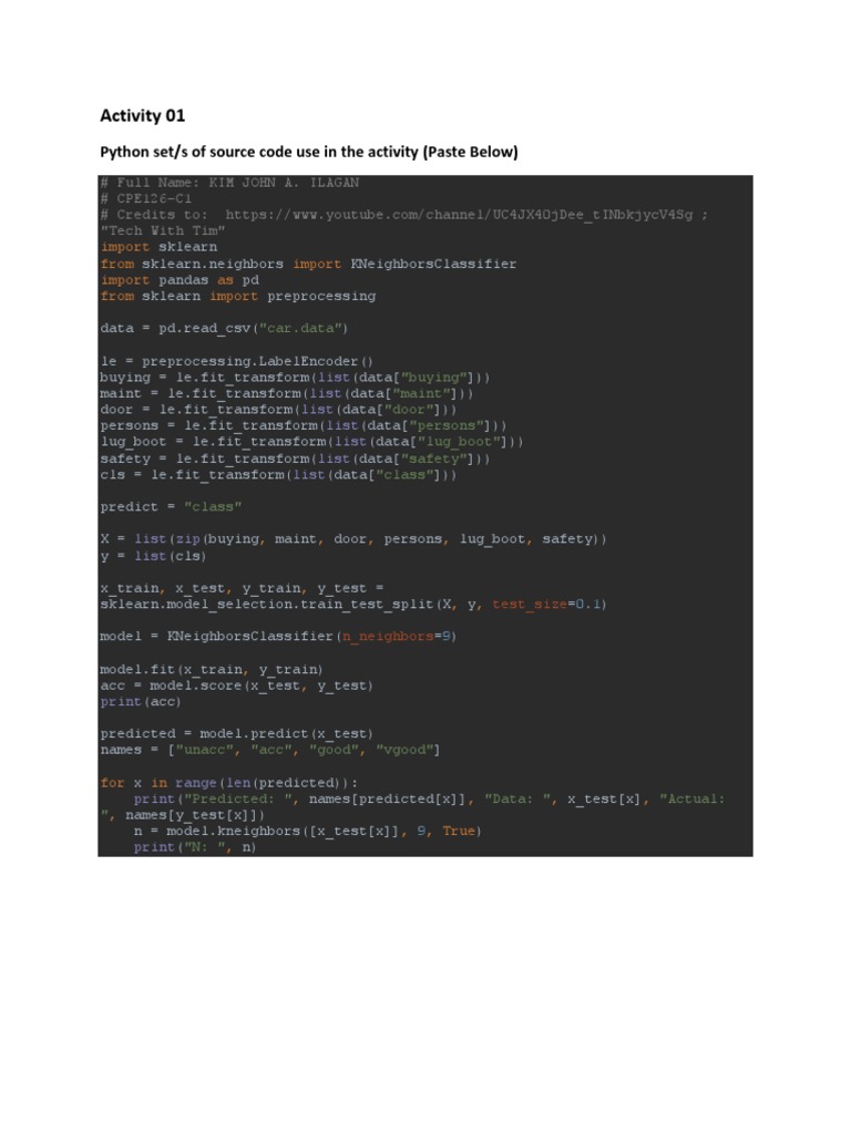 Activity 01: Python Set/s of Source Code Use in The Activity (Paste ...
