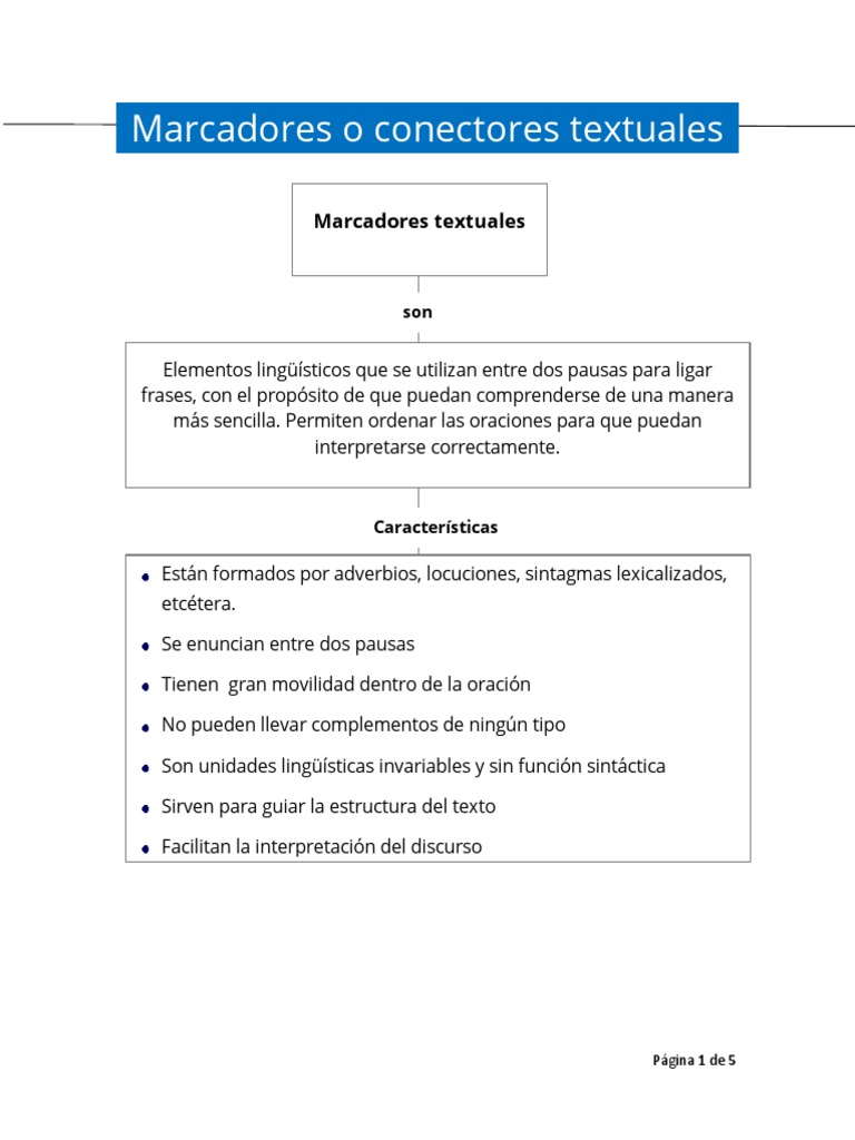 Marcadores o Conectores Textuales | PDF | Oración (Lingüística) | Adverbio