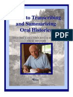 Guide To Transcribing and Summarizing Oral Histories