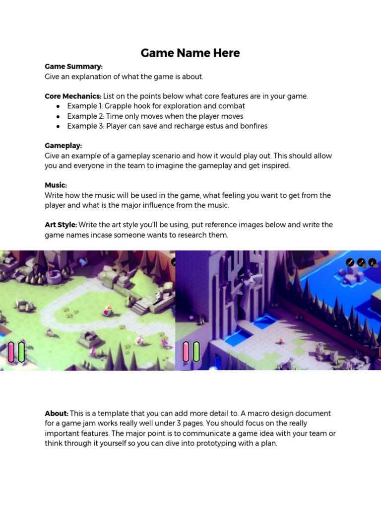 Macro Design Document Game Template | PDF