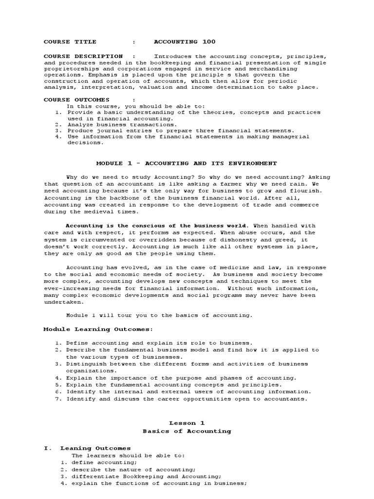 Accounting Lesson 1to 3 PDF Certified Public Accountant Accountant