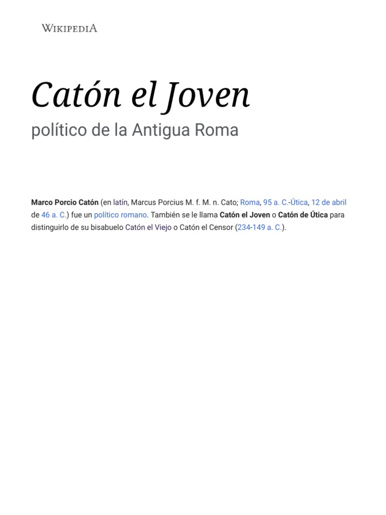 Marco Porcio Catón: El político romano que se opuso al triunvirato de ...