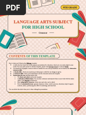 Language Arts Subject for High School  - 9th Grade_ Grammar by Slidesgo