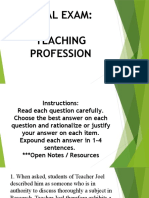 Final Exam - Teaching Profession