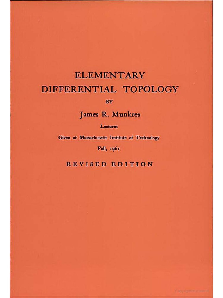 Munkres, Elementary Differential Topology, 1966 | PDF