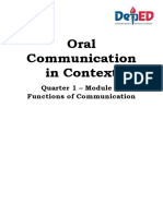 Oral Communication in Context: Quarter 1 - Module 2: Functions of Communication