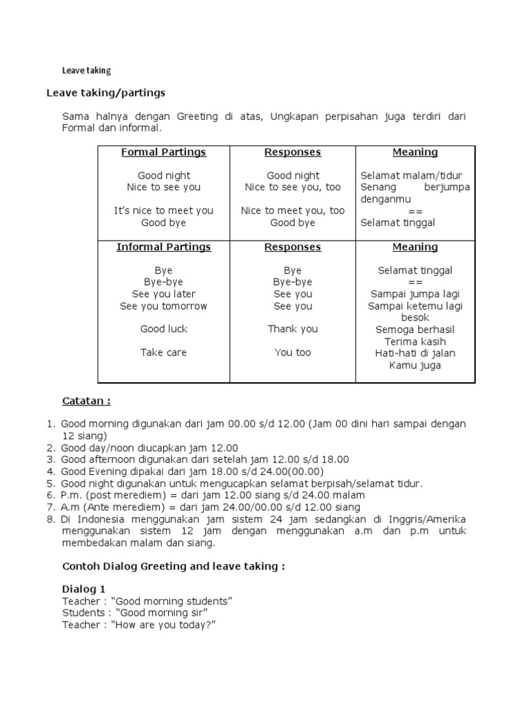 Leave Taking Materi | PDF